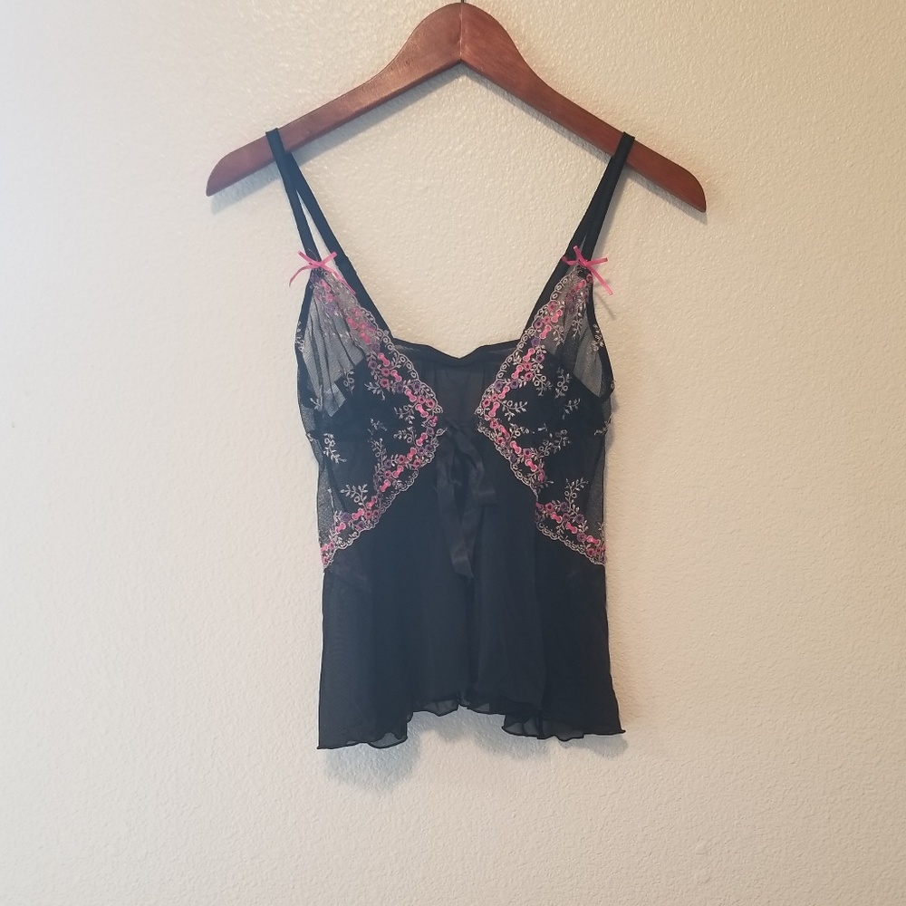 SOLD Playboy intimates sheer lace babydoll tie top